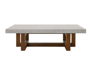 English Elm Keven Faux Concrete Top Rectangular Coffee Table with Cross-Base Design and Warm Wood Finish, Stylish Walnut 50.5 L x 31.5 W x 17 H B2726P245887