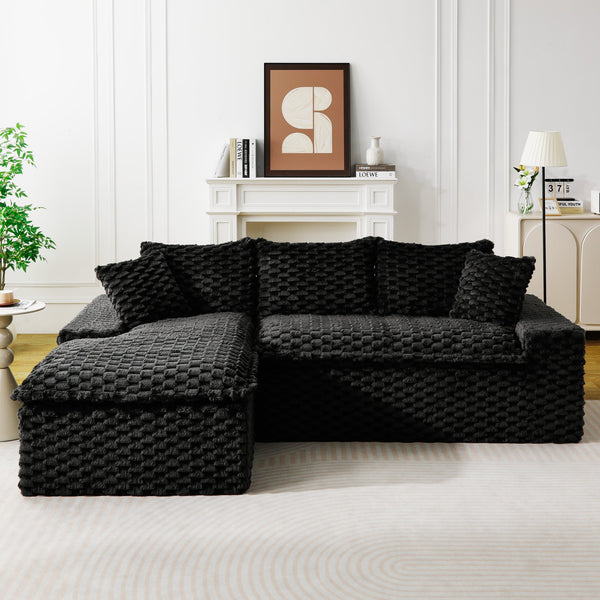 English Elm Black Turtle Velvet Convertible Sofa: Plush Reclining Lounger With Modular Design For Ultimate Comfort W3371S00033