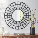 Christopher Knight Home® - Noble House - Crandall Handcrafted Modern Round Wall Mirror, Black