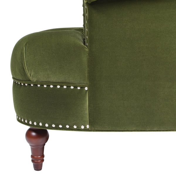 English Elm Jennifer Taylor Home - La La Rosa Victorian Tufted Upholstered Accent Chair in Luxe Velvet with Nailhead Trim and Support Olive Green B2719P238183