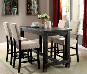 English Elm Antique Rustic Counter Height Dining Table - Distressed Black Wood With Supportive Footrest Design B011P189948