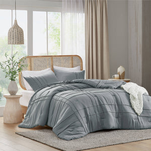 English Elm 2-piece Pintuck Pleated Microfiber Comforter Set Hotel Inspired Soft Twin Bedding B035P463226