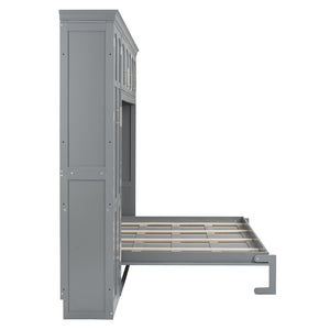 English Elm Queen Murphy Wall Bed with Integrated Wardrobe and Drawers for Studio Spaces LP000876AAE-1