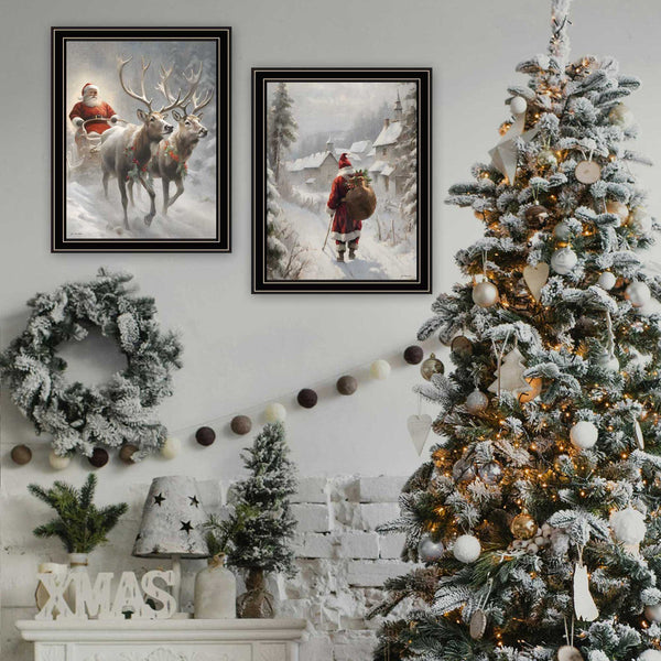 English Elm Trendy Decor 4u Christmas Eve 2 Piece Black Framed Holiday Wall Art Set B067P252306