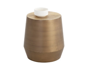 Sunpan Creed End Table - Hand-Hammered Drum Design with Captivating Finish for Stylish Living Spaces Antique Gold