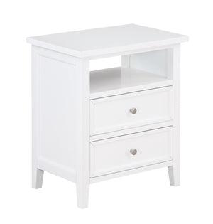 English Elm Weston Solid Wood White 2-Drawer Nightstand with Open Shelf, Dovetail Drawers & Nickel Knobs B050P376947