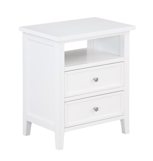 English Elm Weston Solid Wood White 2-Drawer Nightstand with Open Shelf, Dovetail Drawers & Nickel Knobs B050P376947