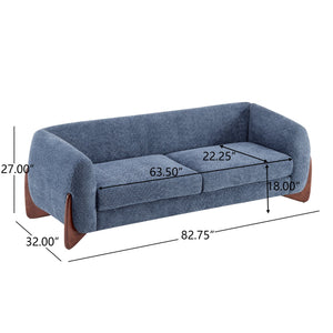 English Elm Christopher Knight Home® - 82Inches Oversized Navy Blue Boucle Sherpa Sofa - Plush Comfort, Modern Style & Walnut Legs N771P205090U_N771P205091U