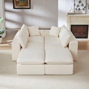 English Elm Modern Chenille Cloud Sofa Modular Sectional with Plush Cushions for Living Rooms W3396S00049