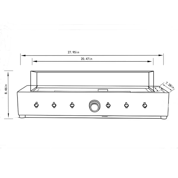 English Elm 28-Inch Wind-Resistant Rectangle Fire Pit 40,000BTU Steel Patio Heater with Glass Beads Design Enhanced W853P366687