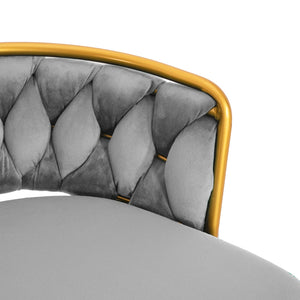 English Elm Christopher Knight Home® - Swivel Counter Height Bar Stools Set of 2 with 180° Turn, Hand-Woven Back, Gold Frame, Velvet Comfort Grey N762P216979E