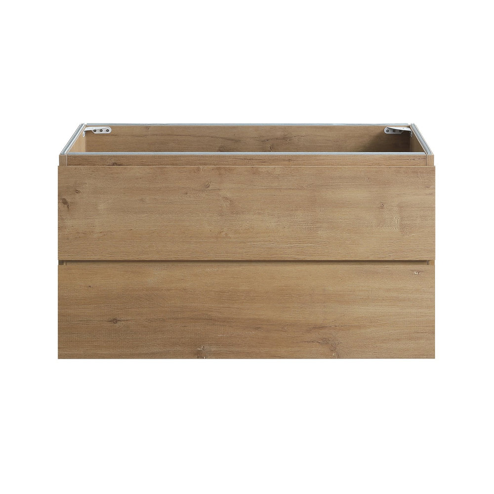 English Elm Alice36-106, Floating Bathroom Vanity Natural Oak Two Drawer Handle Free Wall Mount W1865P147103