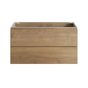 English Elm Alice36-106, Floating Bathroom Vanity Natural Oak Two Drawer Handle Free Wall Mount W1865P147103