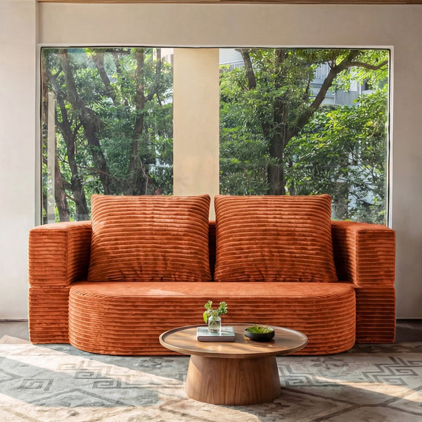 English Elm 78.7" Convertible Corduroy Futon Sofa High Density Foam Sleeper Bed for Guests W3108P416090