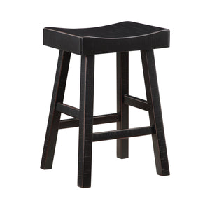 English Elm Transitional Counter Height Stools Set of 2 — 24" Rustic Accent Solid Rubberwood Seats for Islands Black 39.75 L x 20 W x 9.25 H B011P284431