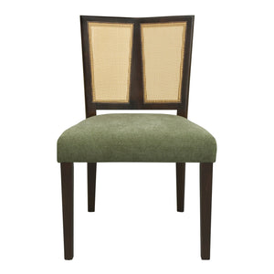 English Elm Christopher Knight Home® - Rattan Mid-Century Dining Chair Set of 2 with Woven Cane Back, Upholstered High-Density Seat Cushion Dark Brown,Green N771P254006L
