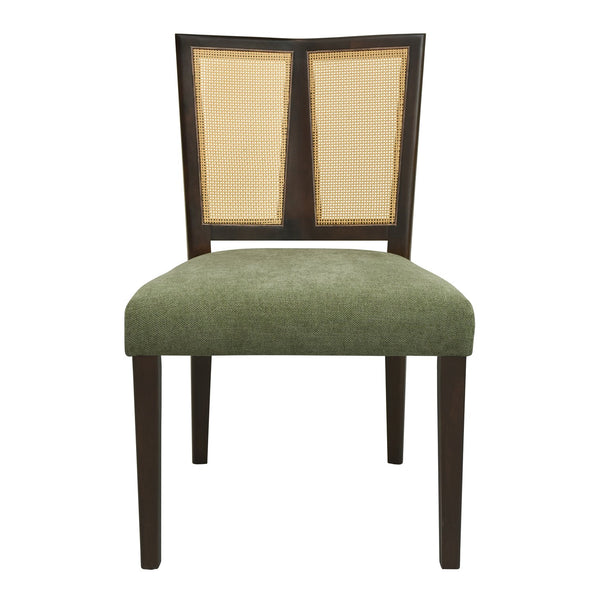 English Elm Christopher Knight Home® - Rattan Mid-Century Dining Chair Set of 2 with Woven Cane Back, Upholstered High-Density Seat Cushion Dark Brown,Green N771P254006L
