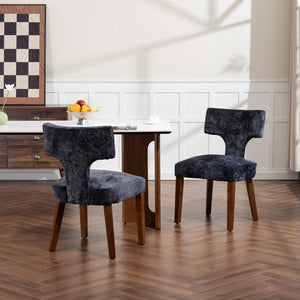 English Elm Mid Mid Century Modern Dining Chairs Set of 2 Upholstered Linen Accent Chairs with Solid Wood Frame, Ergonomic Support and Nailhead Trim Gray W794P335665