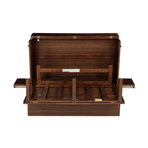 English Elm Full Size Pine Cabinet Murphy Bed with Usb Charging Side Shelves for Guest Rooms W504S00221