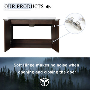 English Elm 72 Inch Wall Mounted Vanity with Resin Sink, Soft-Close Doors, Ample Storage Shelves, Durable Eco Plywood Finish California Walnut W999S00189