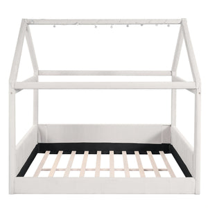 English Elm Full Size Upholstered House Daybed With Led Lighting, Cozy Beige Corduroy For Kids & Guests N7500001335A