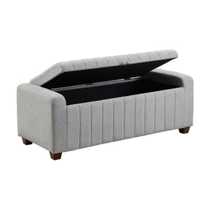 English Elm Contemporary Upholstered Storage Bench with Boucle Fabric, Plywood Frame, Foam Cushion & Solid Wood Legs Gray 50.5 L x 23.5 W x 17.5 H B011P298370