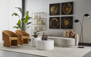 Sunpan Kendra Sofa - Contemporary Curved Design with Warm Undertones for a Bold, Stylish Living Space Altro Cappuccino