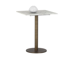 Sunpan Enco Bistro Table - Elegant Art Deco Design with Solid Carrara Marble Top and Antique Gold Base Square - 24W x 24D x 30H