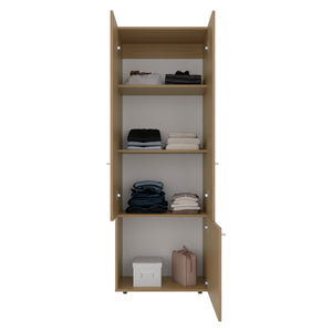 English Elm Home 3 Door Closet System Oak — Compact Freestanding Bedroom Storage with Shelves & Hanging Rod, Durable Engineered Wood B200P362058