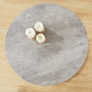 English Elm 31.5" Round Oak Finish Coffee Table Matte Black Steel Base for Modern Living Rooms Gray W3151P352762
