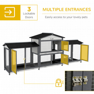 English Elm Pawhut Solid Fir Wood Rabbit Hutch with Side Runs Ramp and Leak Proof Trays W2225P173743