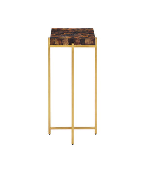 Currey & Company Casey Mother Of Pearl Accent Table – Luxurious Mosaic Shell Design With Chic Brass Frame For Elegance Natural Pen Shell ,Stainless Steel ,Engineered Wood 4000-0226-currey-company
