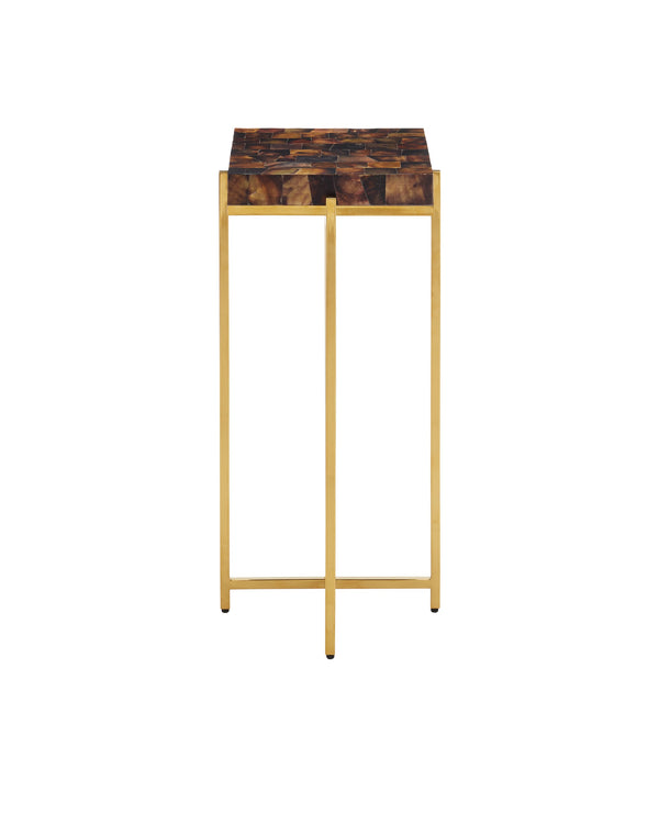 Currey & Company Casey Mother Of Pearl Accent Table – Luxurious Mosaic Shell Design With Chic Brass Frame For Elegance Natural Pen Shell ,Stainless Steel ,Engineered Wood 4000-0226-currey-company