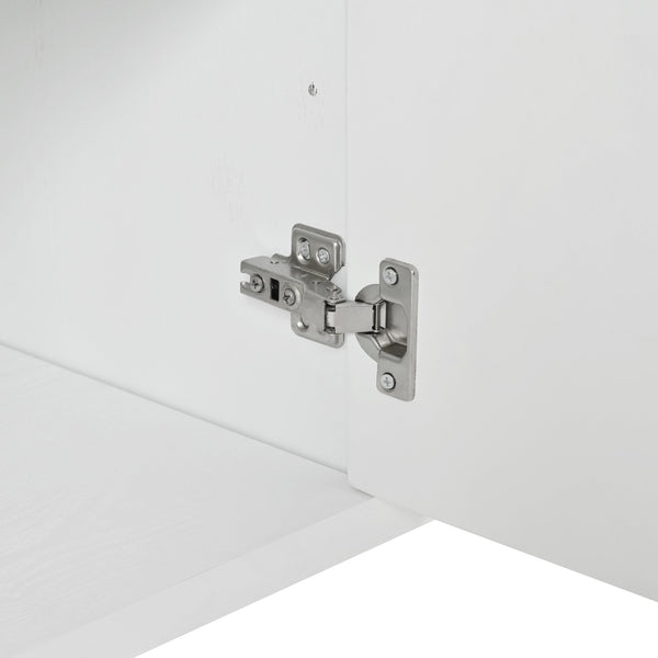 English Elm Multi-Functional Sideboard Cabinet with 4 Doors, Adjustable Shelves, Solid Wood MDF Build for Home Storage W2696P279989