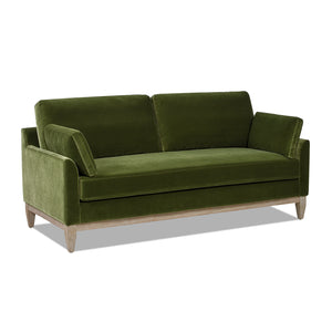 English Elm Jennifer Taylor Home - Pasadena Modern Farmhouse Sofa 75.5" Performance Velvet Upholstery, Sustainable Rubberwood Base Olive Green B2719P238337