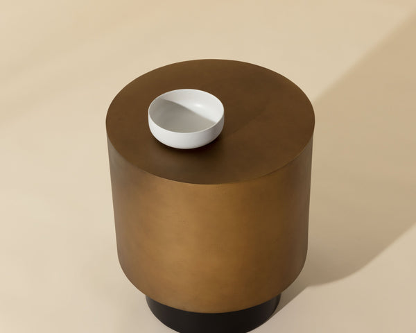 Sunpan Bernaby End Table - Elegant Round Design with Hand-Painted Finish, Perfect for Contemporary Spaces Antique Brass