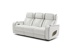 English Elm Lumin Power Reclining Home Theater Sofa with Led Lighting and Wireless Charging Pad White B078P497931