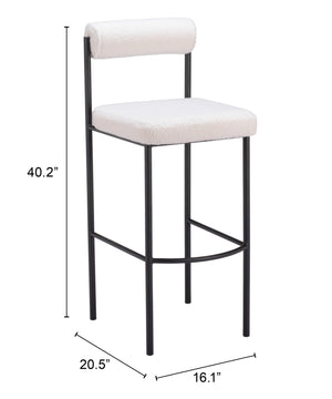 Livorno Barstool - Set of 2 Ivory 109812 Zuo Modern