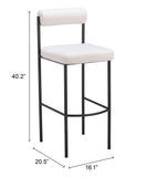 Livorno Barstool - Set of 2 Ivory 109812 Zuo Modern