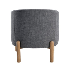 English Elm Style Barrel Accent Chair with Textured Fabric Upholstery, Solid Wood Legs, Foam-Pocket Coil Comfort and 300lb Capacity Gray 27 L x 25.5 W x 21.5 H B011P304989
