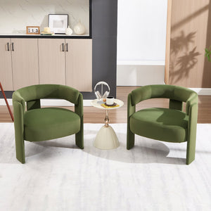 English Elm Accent Chair Velvet Upholstered Mid Century Modern Seat with Tapered Wood Legs for Any Room Green W3244P417183