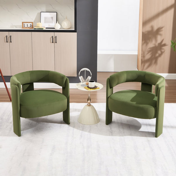 English Elm Accent Chair Velvet Upholstered Mid Century Modern Seat with Tapered Wood Legs for Any Room Green W3244P417183