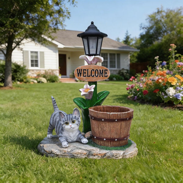 English Elm Labrador Solar Garden Statue with Led Glow and Built-in Succulent Planter Basin W5398P464241