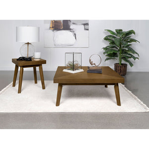 English Elm Hayward Walnut Brown Square End Table with Parquet Veneer Top, Mid-Century Modern 22"H Accent Table B062P299983
