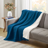 Madison Park Rowan Casual Waffle Knit Chenille Throw MP50-8269 Navy Blue