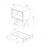 1-Drawer Mid-Century Solid Wood Nightstand - Set of 2 Natural Pine BR25MC1DNP-2PK Walker Edison