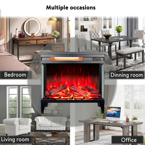 English Elm 24 Inch Panoramic Three Sided Glass Electric Fireplace with Infrared Quartz Heater W1769P166908