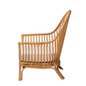 English Elm Bohemian Natural Rattan Arm Chair with Chevron Weave and Removable Cushion Seat B2750P467755