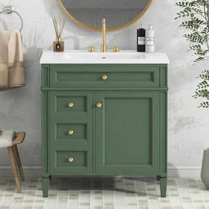 English Elm 30'' Modern Bathroom Vanity With Ceramic Sink, Ample Storage & Soft-Close Drawers For Elegance N710P206904F