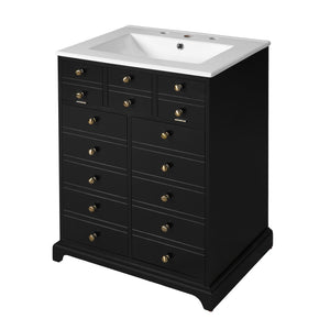 English Elm 24" Modern Bathroom Vanity with Ceramic Sink, Gold Handles, Tip-Out Drawer & Dual Soft-Close Doors N710P276692B